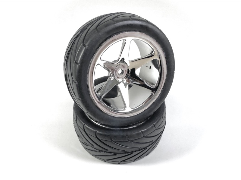 Absima 2500020 4WD Chrome Buggy Wheels 32mm Wide with Tyres (2) (Suit Tamiya 4WD)
