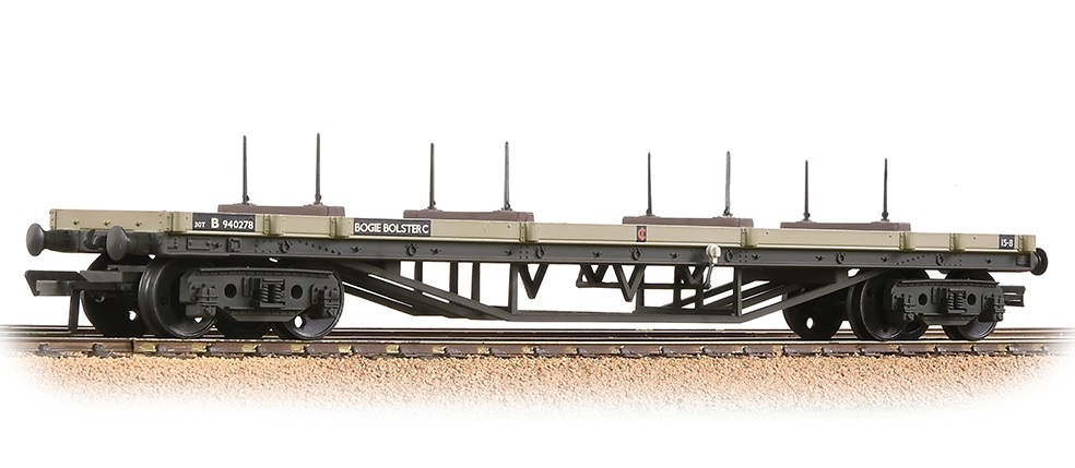 Bachmann 37-856E 30T Bogie Bolster BR Grey (Early) Weathered Wagon