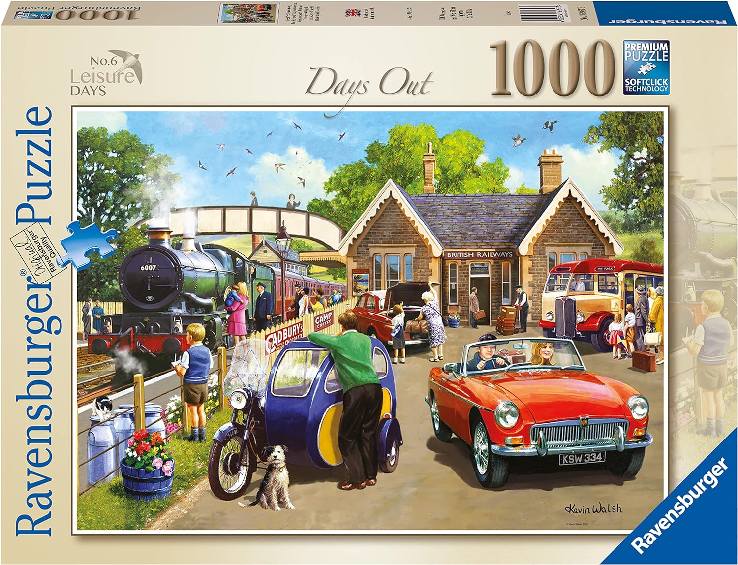 Ravensburger 1000 Piece Jigsaw Puzzle - Days Out - MGB and Motorcycle-Sidecar - 169573