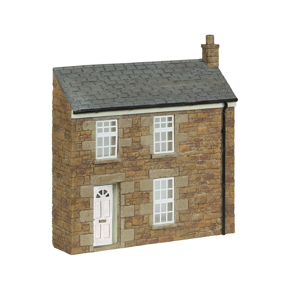 Bachmann 44-0219A Low Relief Stone Terrace Left Hand Door White 1:76 OO Scale Scenecraft Pre-Painted Resin Building