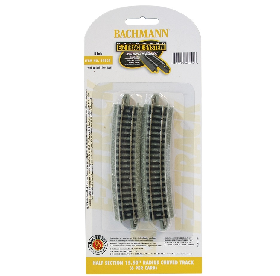 Bachmann 44824 Half Section 15.50\'\' Radius Curved Track N Scale Track (6/Card) (Suits N Gauge Thomas Range)