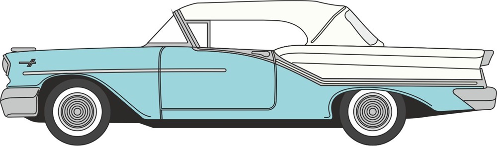 Pre-Order Oxford 87OC57002 Banff Blue/Alcan White Oldsmobile 88 Convertible 1957 (Roof Up) 1:87 (Estimated Release: Quarter 4/2023)