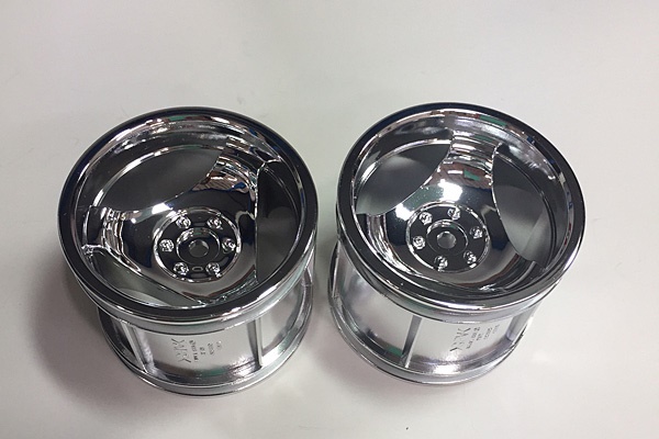 Tamiya 19804560 / 9804560 Rear Wheels (2pcs) For 58522 - Chrome Wheels for 58502 Blitzer Beetle