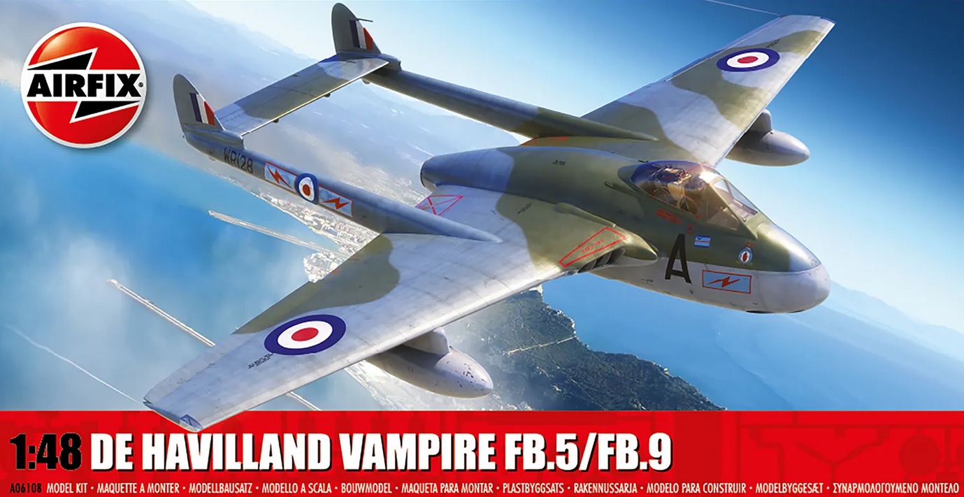 Airfix A06108 De Havilland Vampire FB.5/FB.9 1:48 Scale Model Kit