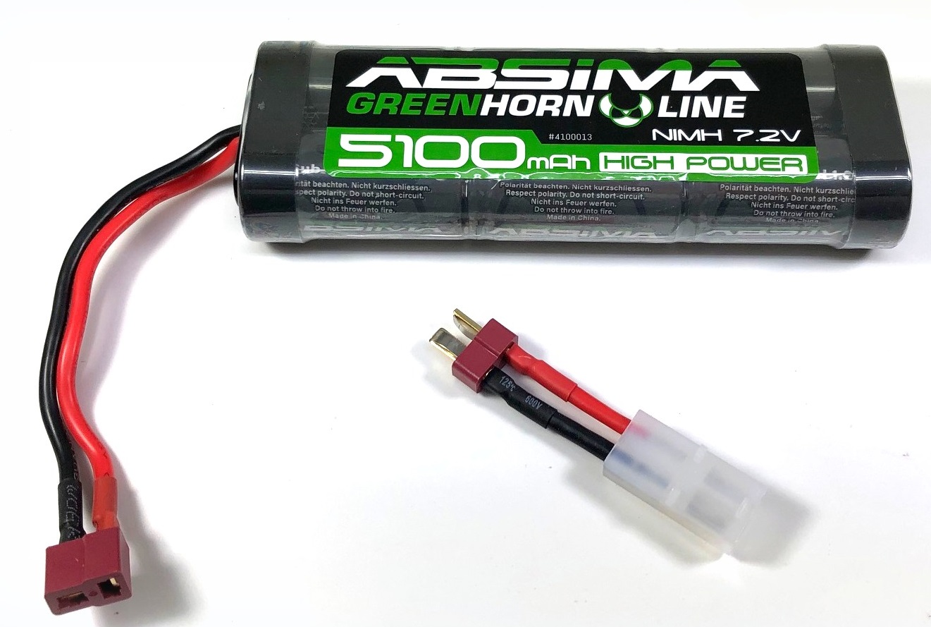 Absima Greenhorn 7.2v 5100mah NiMh Stick Pack - High Grade Cells - Both T-Plug (Deans Style) and Tamiya Adaptor Included