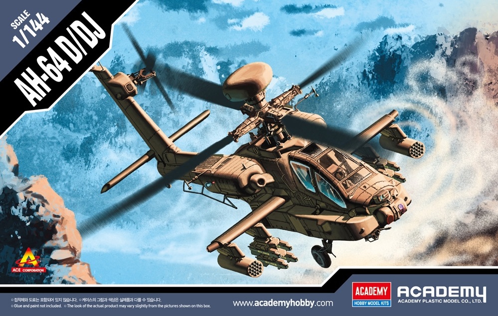 Academy 12625 AH-64D/DJ Apache Helicopter 1:144 Plastic Model Kit