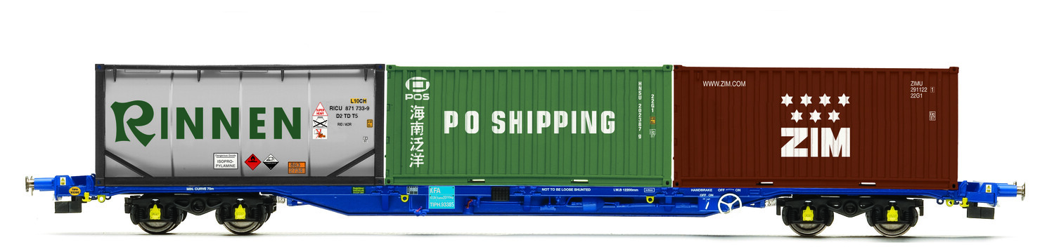 Pre-Order Hornby R60239 KFA Container Wagon with 2 x 20 Containers & 1 x 20 Tanktainer - Era 11 (OO/1:76) (Estimated Release Nov 2024)