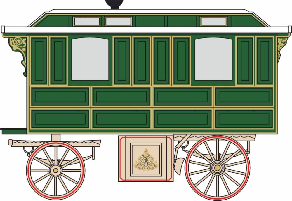 Pre-Order Oxford SLW001 Showmans Living Wagon Green/Cream (Not Scaled) (Estimated Release: Quarter 1/2024)