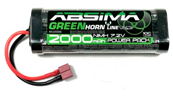 Absima Greenhorn 7.2v 2000mah NiMh Stick Pack - High Grade Cells - T-Plug (Deans Style)