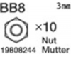Tamiya 19808244 / 9808244 3mm Nut (10) For 58431