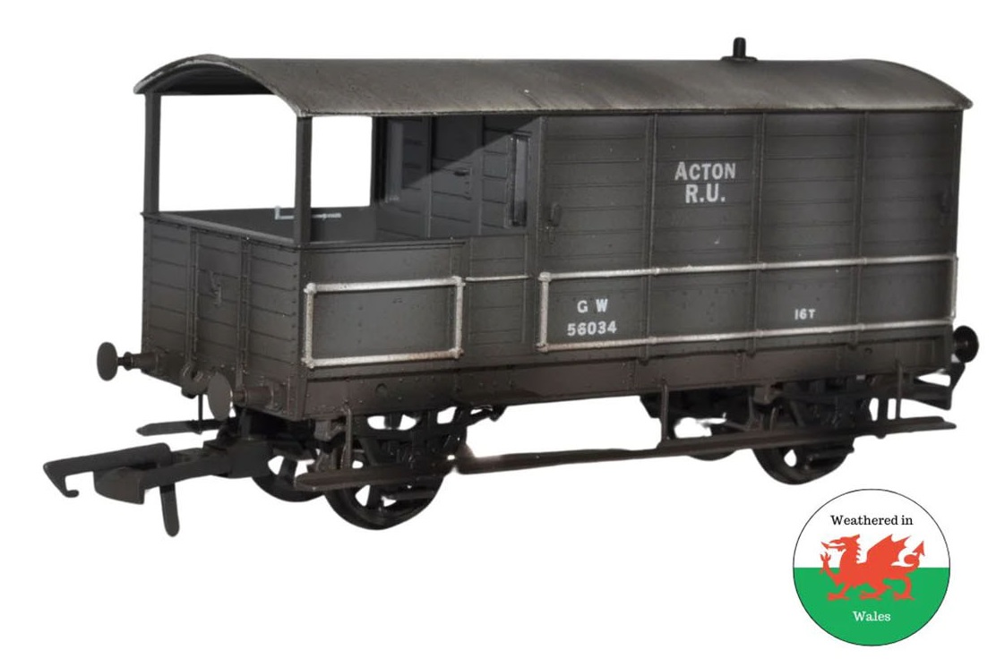 Oxford Rail OR76TOB002W Toad Brake Van GWR 4 Wheel Acton 56034 Weathered 1:76/OO Scale