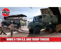 Airfix A03306A WWII 3-ton 4x4 General Service + Troop Trucks Model Kit 1:76 Scale