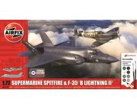 Airfix A50190 Then and Now Spitfire Mk.Vc + F-35B Lightning II 1:72 Scale Gift Set With Paint and Glue Included