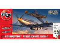 Airfix A50193 P-51D Mustang vs Bf109F-4 Dogfight Double 1:72 Scale Kit Gift Set (Includes paint and glue)