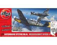 Airfix A50194 Supermarine Spitfire Mk.Vc vs Bf109F-4 Dogfight Double 1:72 Scale Kit Gift Set (Includes paint and glue)