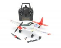 Volantex / Sonik RC Mustang P-51 400mm RED/SILVER Ready To Fly 4-Ch RC Plane with Flight Stabilisation (Complete Package) V761-5V2R